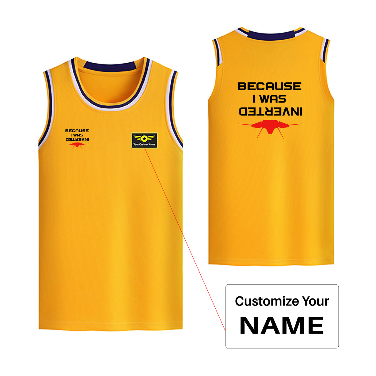 Because I was Inverted Designed Basketball Style Sports Tank Tops