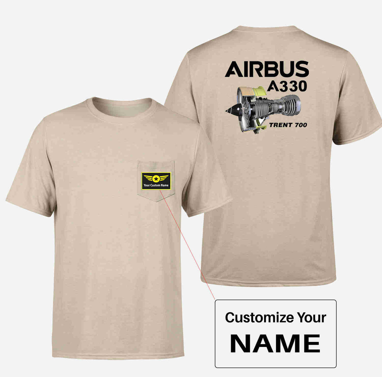 Airbus A330 & Trent 700 Engine Designed Pocket T-Shirts