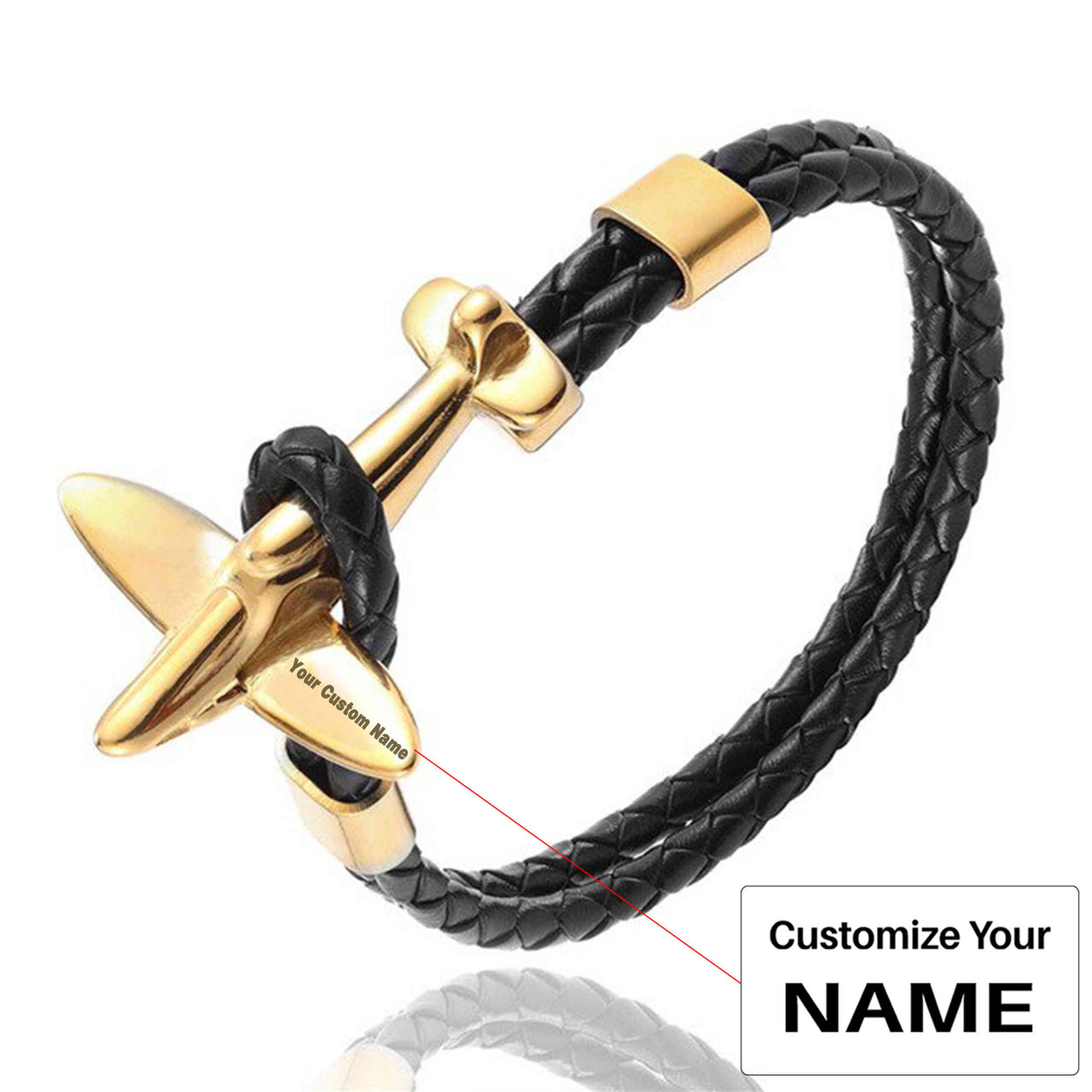 Small Airplane Designed Leather Bracelets