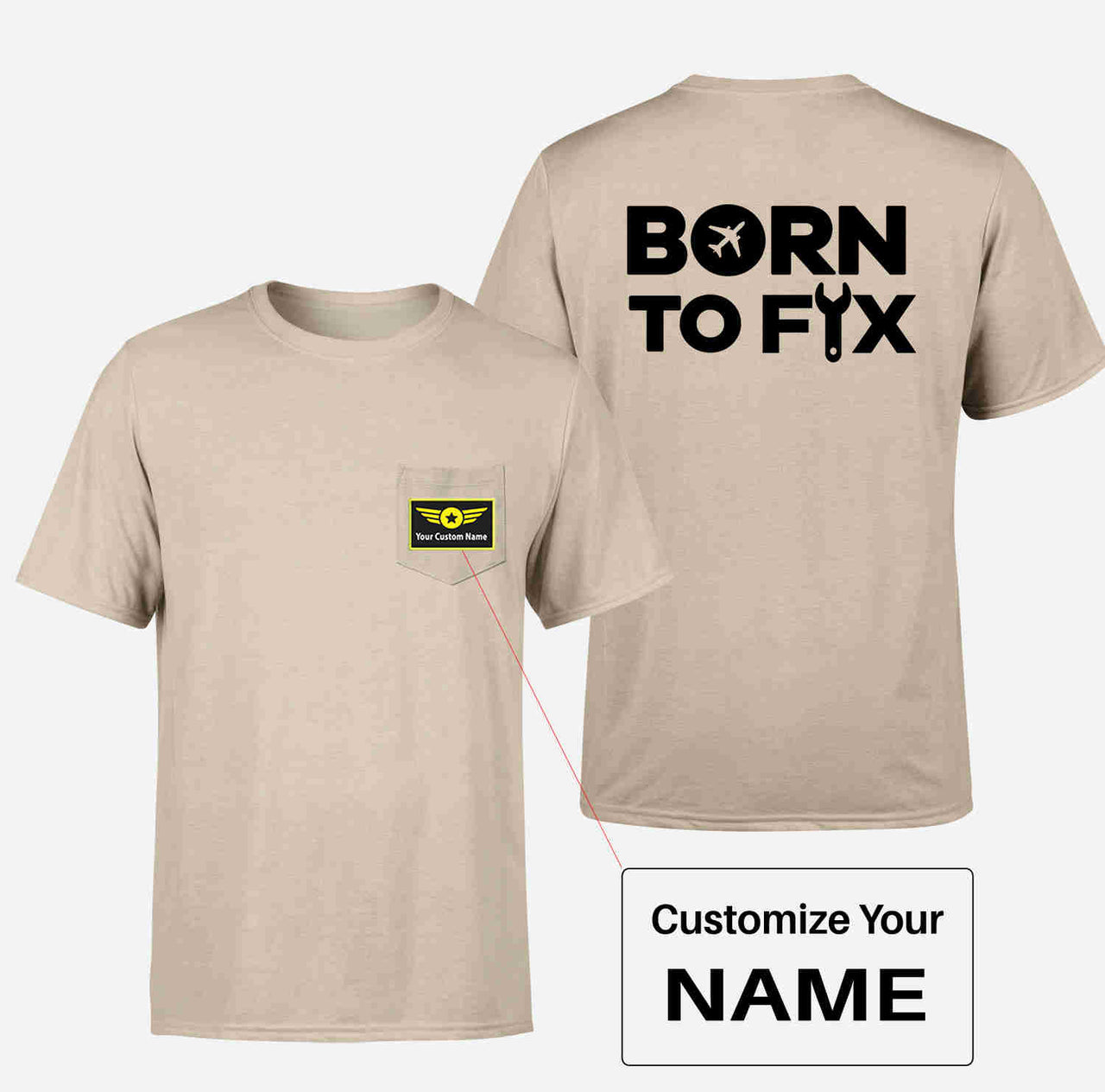 Born To Fix Airplanes Designed Pocket T-Shirts