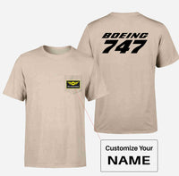 Thumbnail for Boeing 747 & Text Designed Pocket T-Shirts