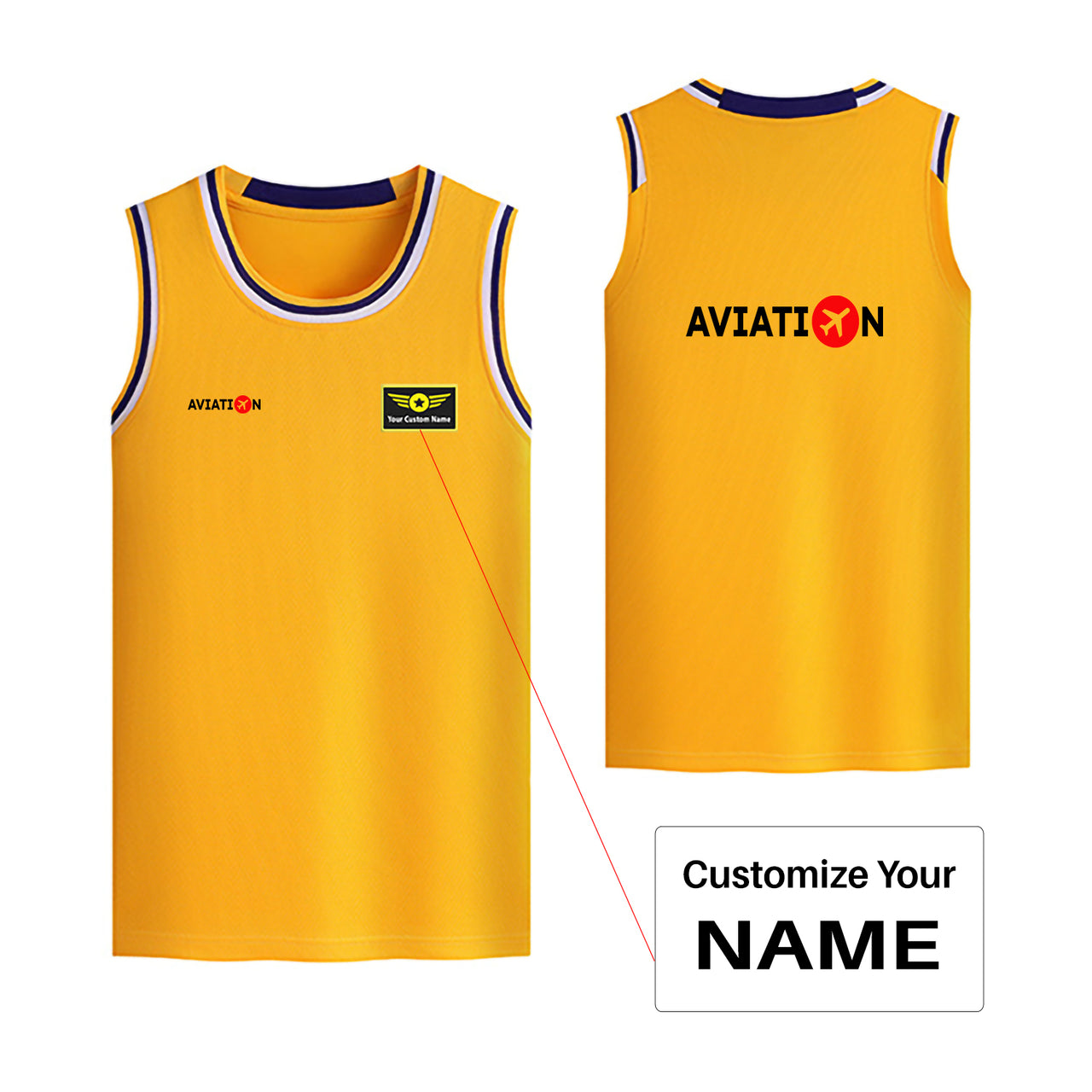 Aviation Designed Basketball Style Sports Tank Tops