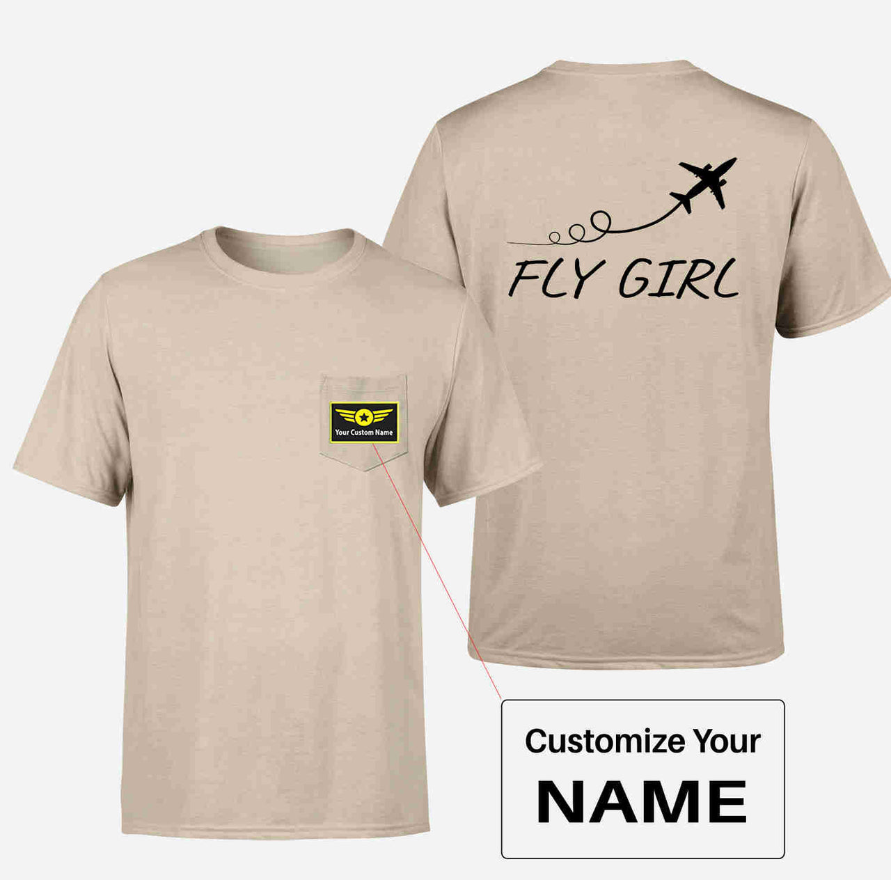 Just Fly It & Fly Girl Designed Pocket T-Shirts