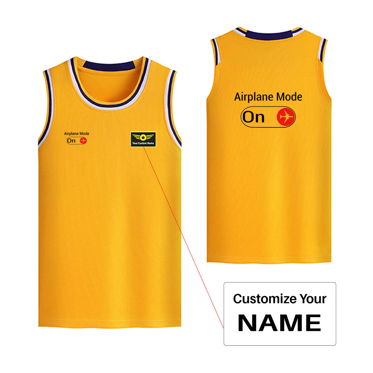 Airplane Mode On Designed Basketball Style Sports Tank Tops