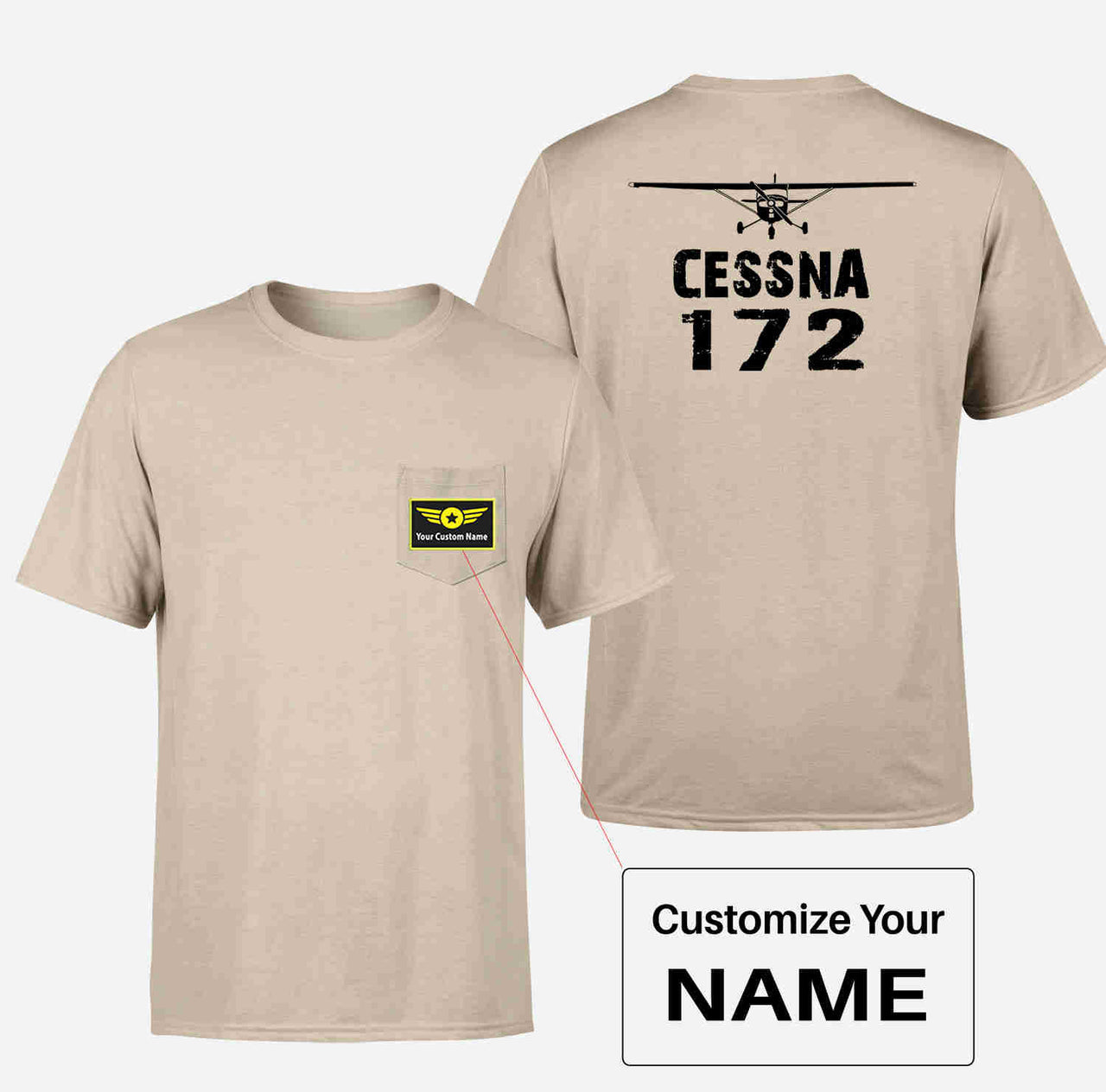 Cessna 172 & Plane Designed Pocket T-Shirts