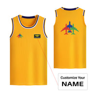 Thumbnail for Colourful 3 Airplanes Designed Basketball Style Sports Tank Tops