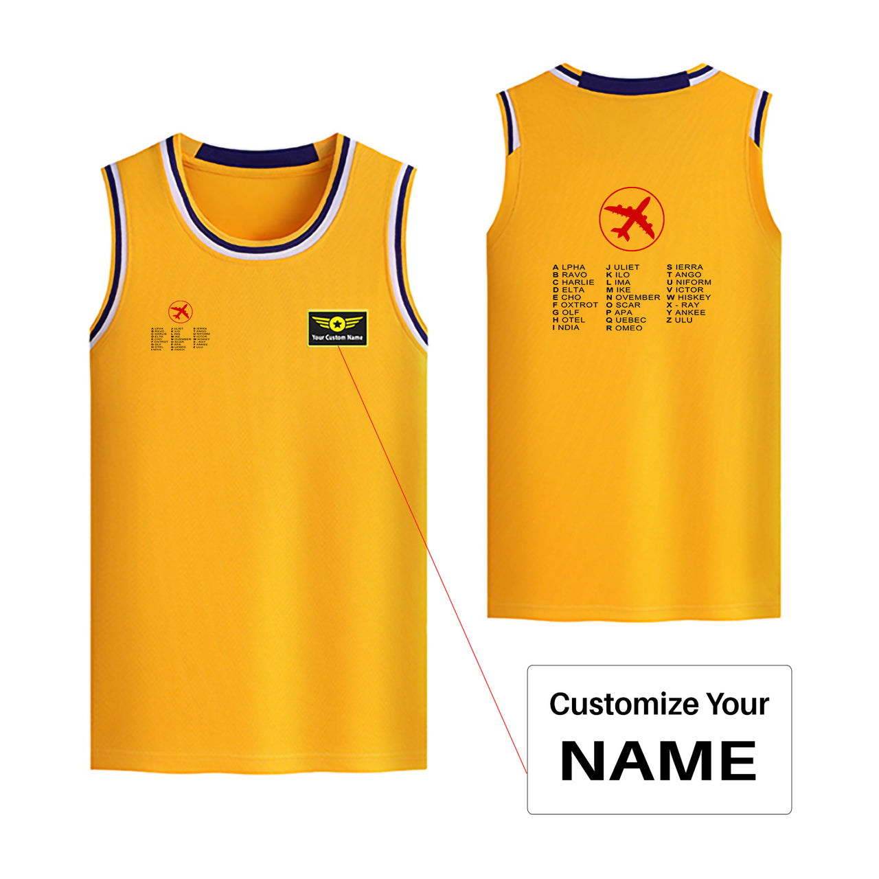 Aviation Alphabet 2 Designed Basketball Style Sports Tank Tops