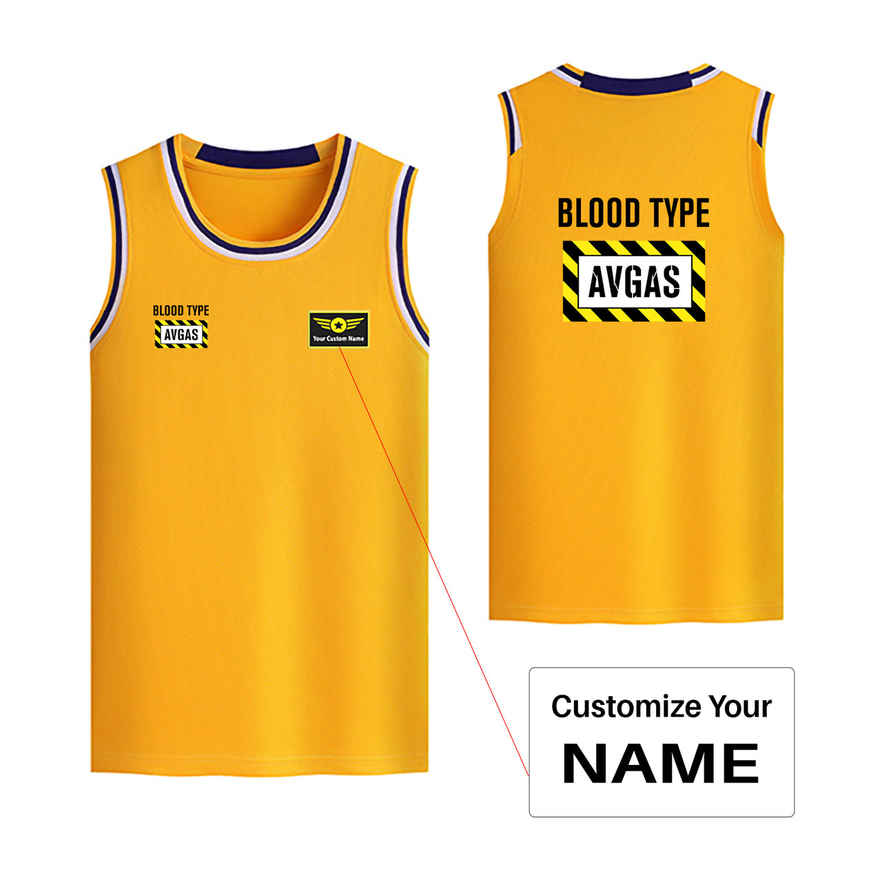 Blood Type AVGAS Designed Basketball Style Sports Tank Tops