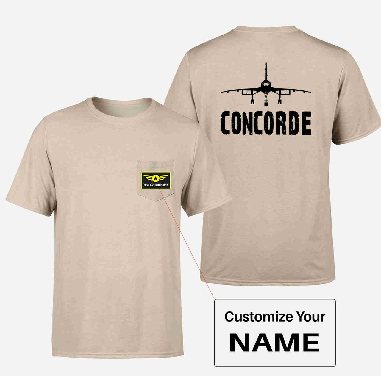 Concorde & Plane Designed Pocket T-Shirts