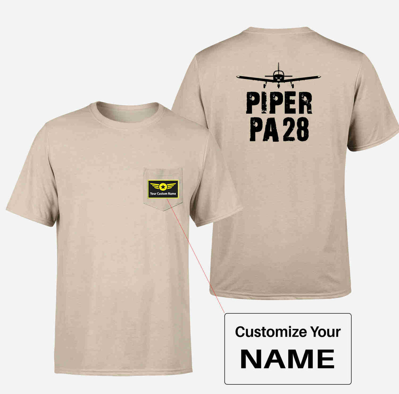 Piper PA28 & Plane Designed Pocket T-Shirts