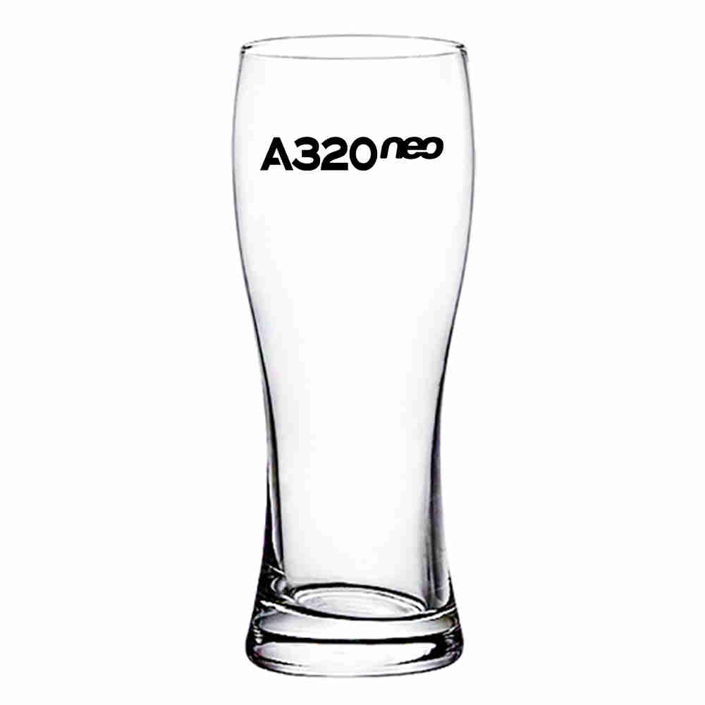 A320neo & Text Designed Pilsner Beer Glasses