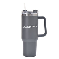 Thumbnail for A321neo & Text Designed 40oz Stainless Steel Car Mug With Holder