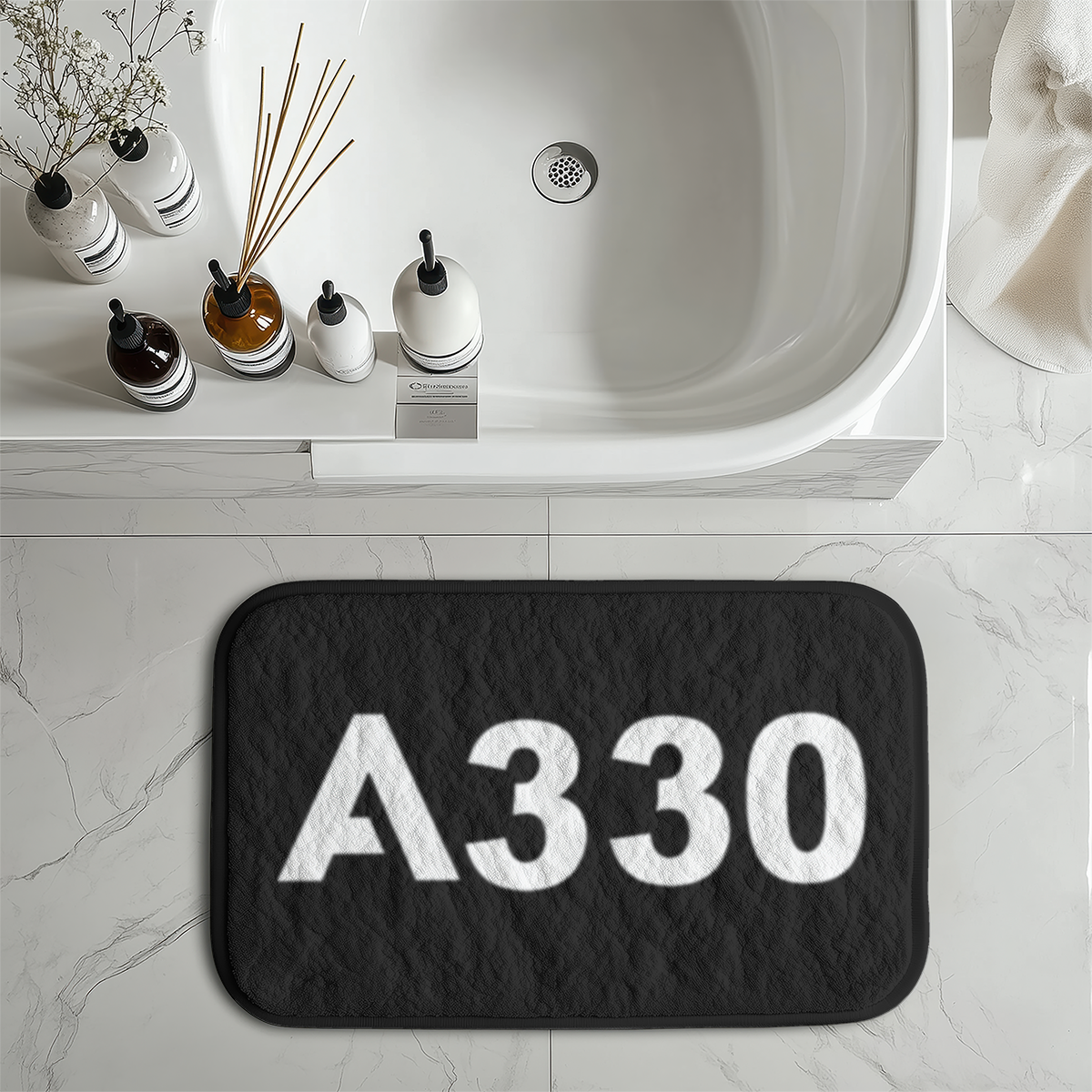 A330 Flat Text Designed Bath Mats