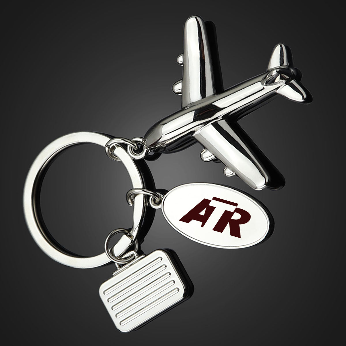 ATR & Text Designed Suitcase Airplane Key Chains