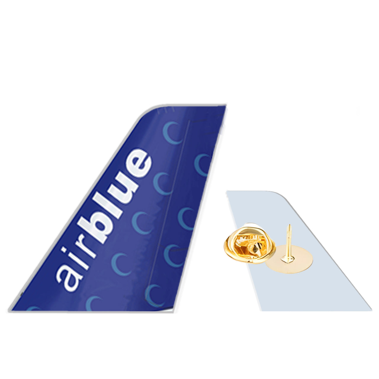 Air Blue Designed Tail Shape Badges & Pins