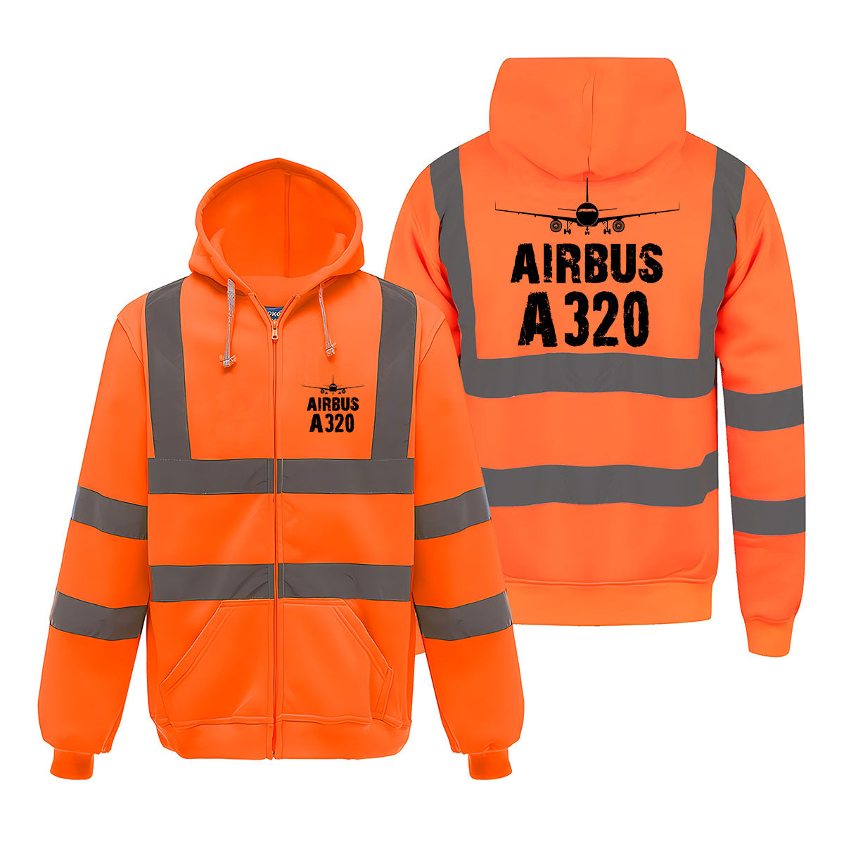 Airbus A320 & Plane Designed Reflective Zipped Hoodies