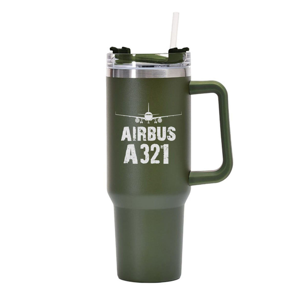 Airbus A321 & Plane Designed 40oz Stainless Steel Car Mug With Holder