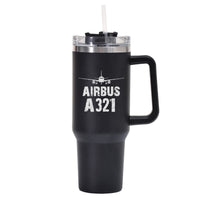 Thumbnail for Airbus A321 & Plane Designed 40oz Stainless Steel Car Mug With Holder