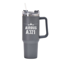 Thumbnail for Airbus A321 & Plane Designed 40oz Stainless Steel Car Mug With Holder