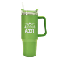 Thumbnail for Airbus A321 & Plane Designed 40oz Stainless Steel Car Mug With Holder