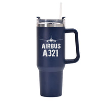 Thumbnail for Airbus A321 & Plane Designed 40oz Stainless Steel Car Mug With Holder