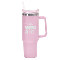 Thumbnail for Airbus A321 & Plane Designed 40oz Stainless Steel Car Mug With Holder