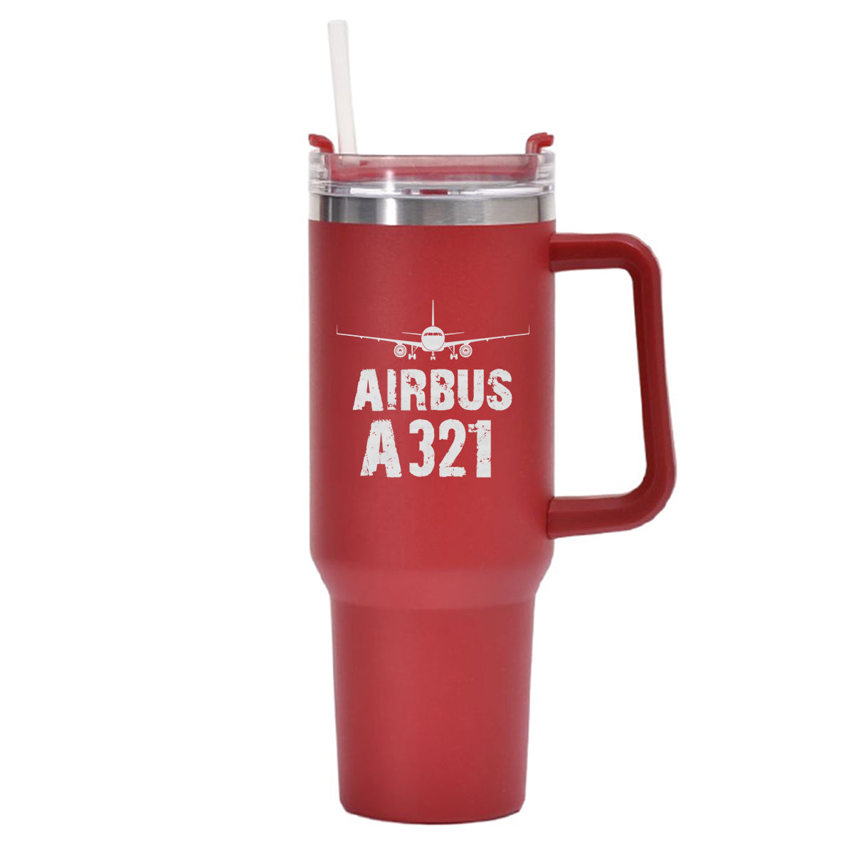 Airbus A321 & Plane Designed 40oz Stainless Steel Car Mug With Holder