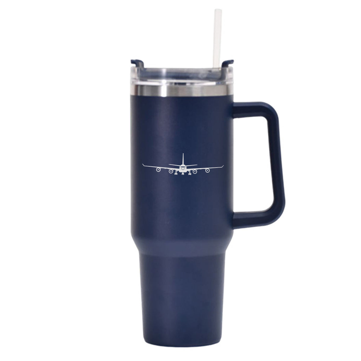 Airbus A340 Silhouette Designed 40oz Stainless Steel Car Mug With Holder