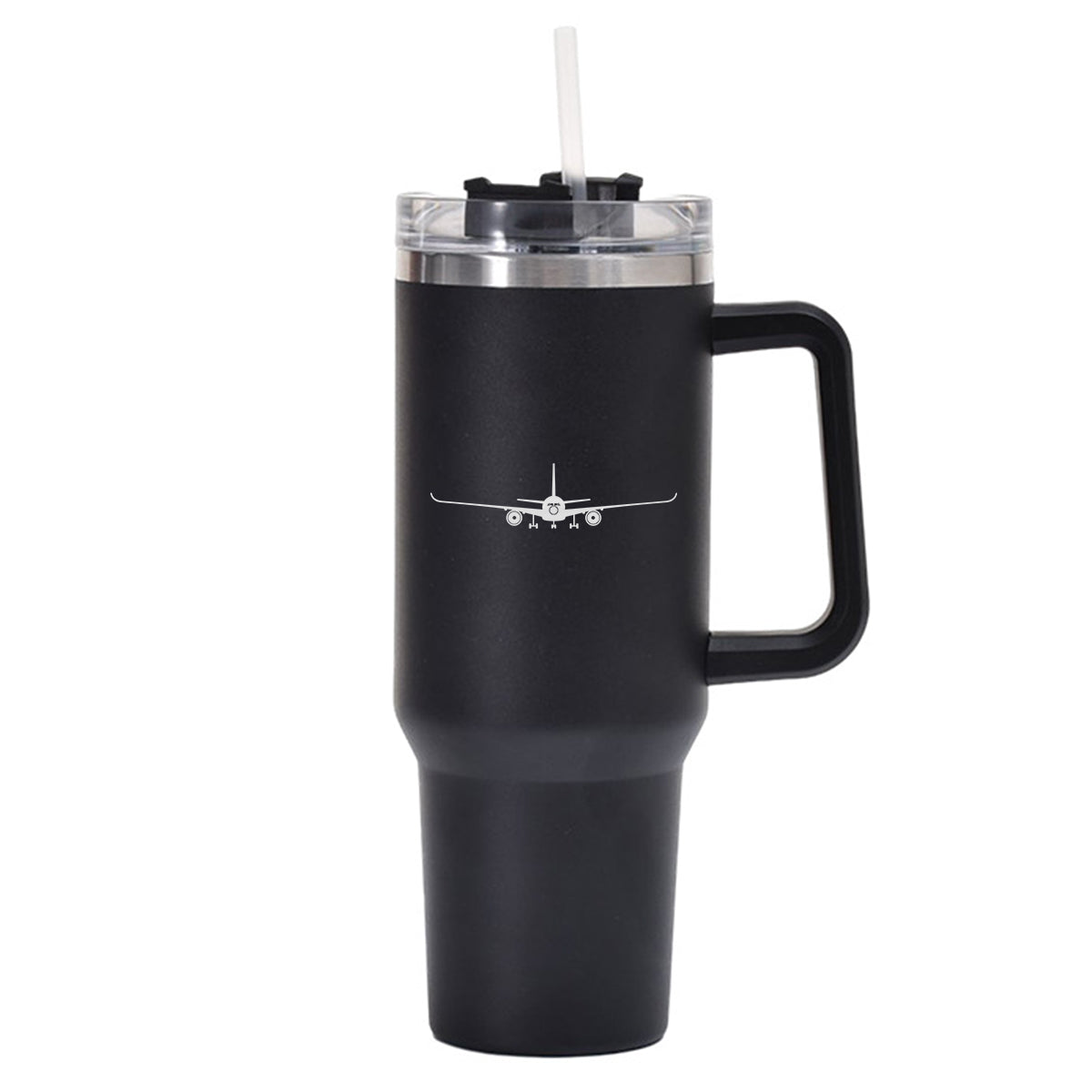 Airbus A350 Silhouette Designed 40oz Stainless Steel Car Mug With Holder