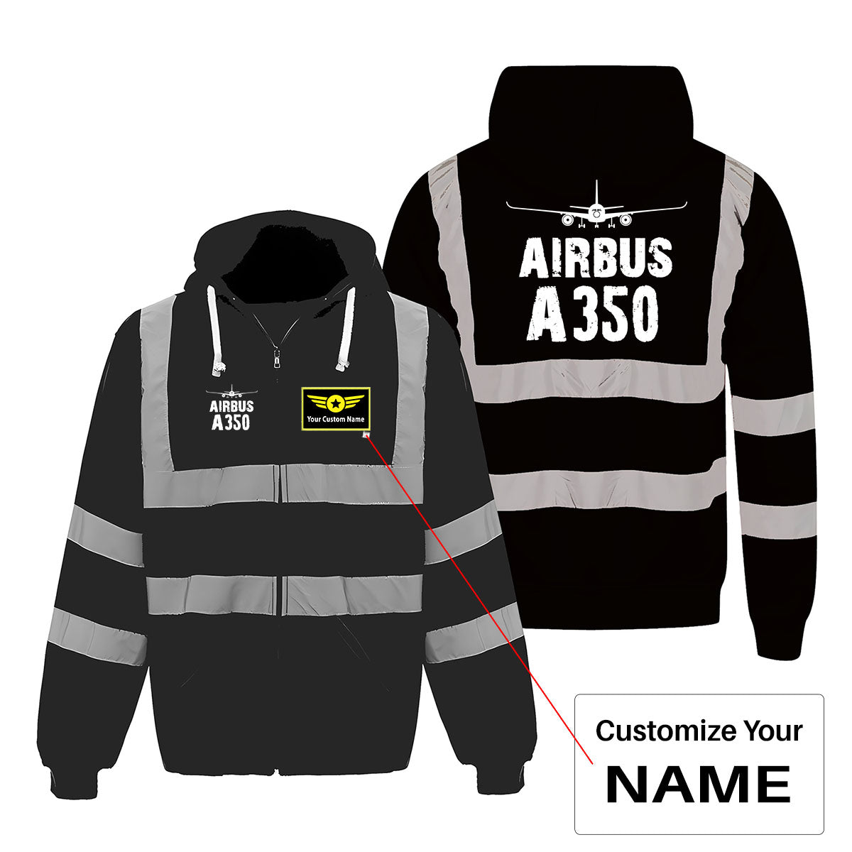 Airbus A350 & Plane Designed Reflective Zipped Hoodies