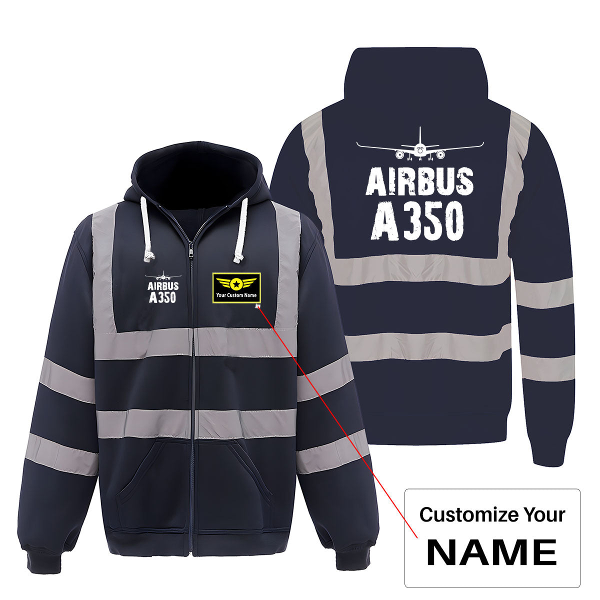 Airbus A350 & Plane Designed Reflective Zipped Hoodies