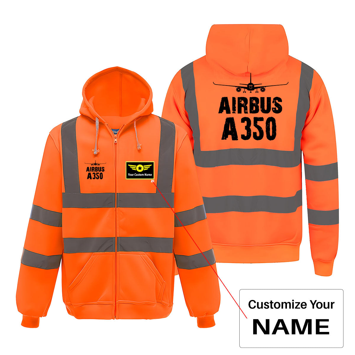 Airbus A350 & Plane Designed Reflective Zipped Hoodies