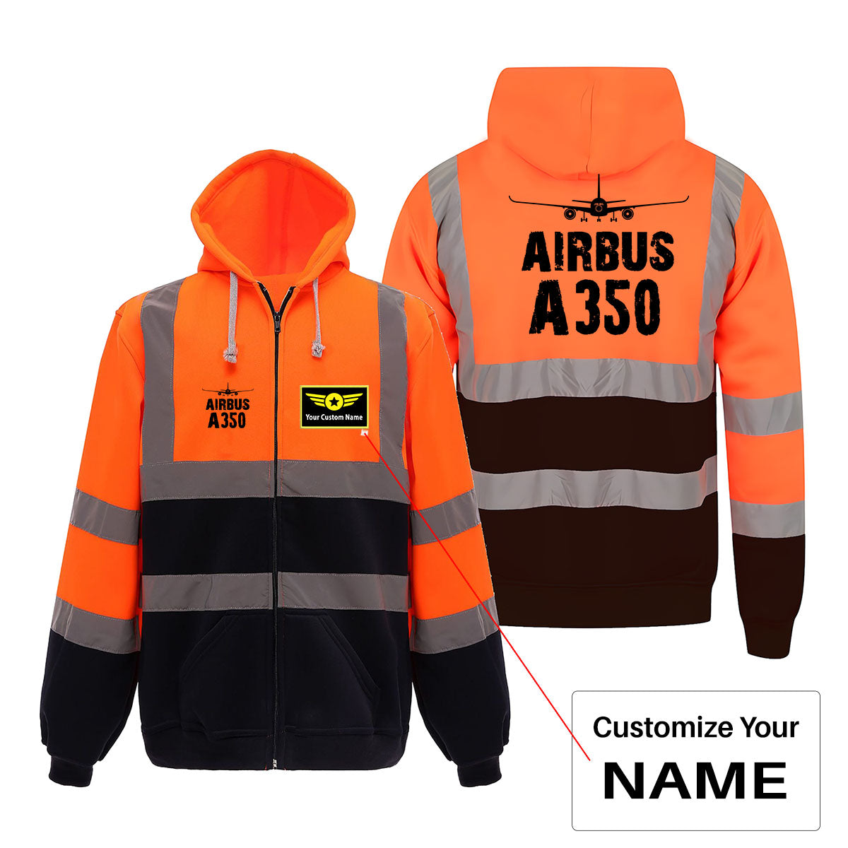 Airbus A350 & Plane Designed Reflective Zipped Hoodies