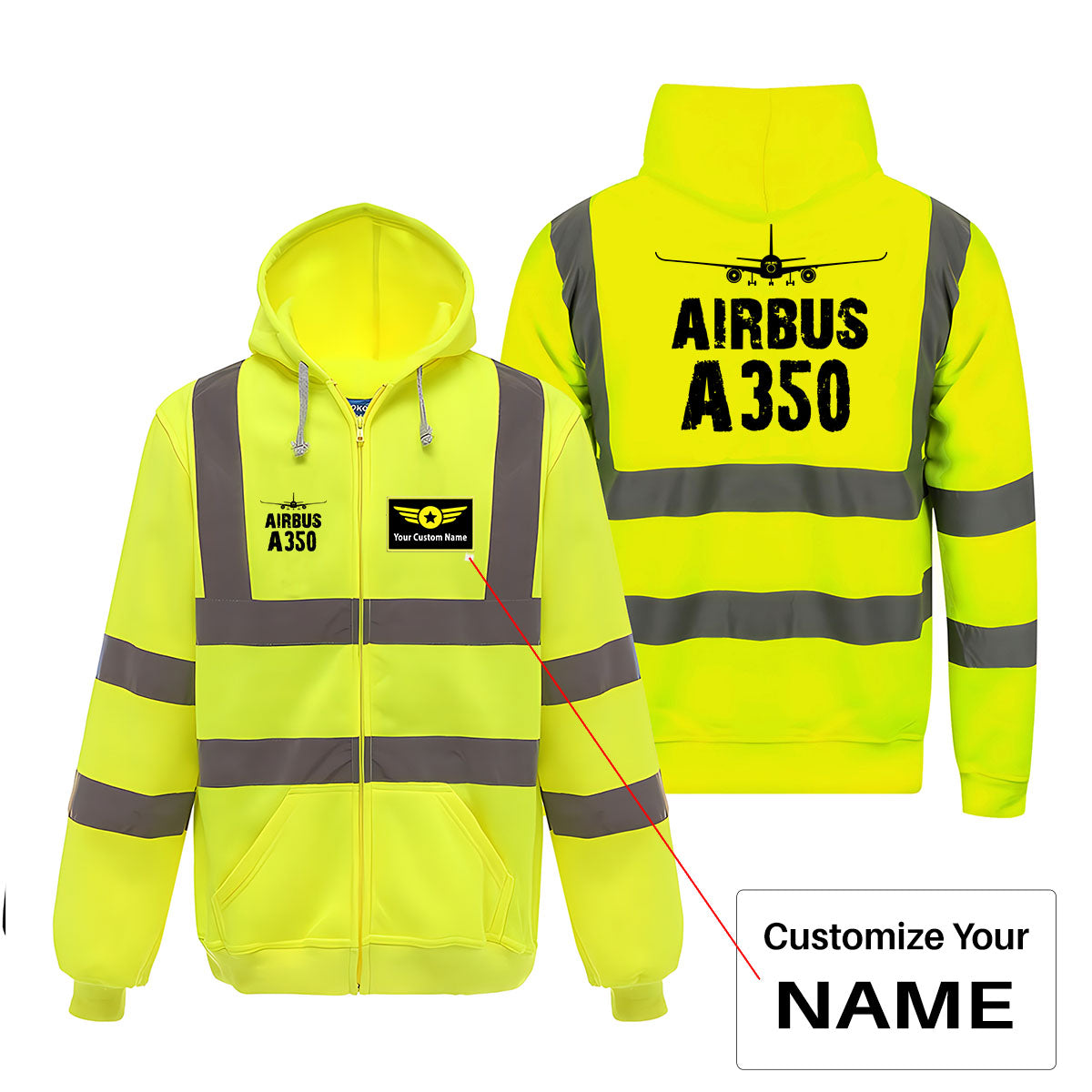 Airbus A350 & Plane Designed Reflective Zipped Hoodies