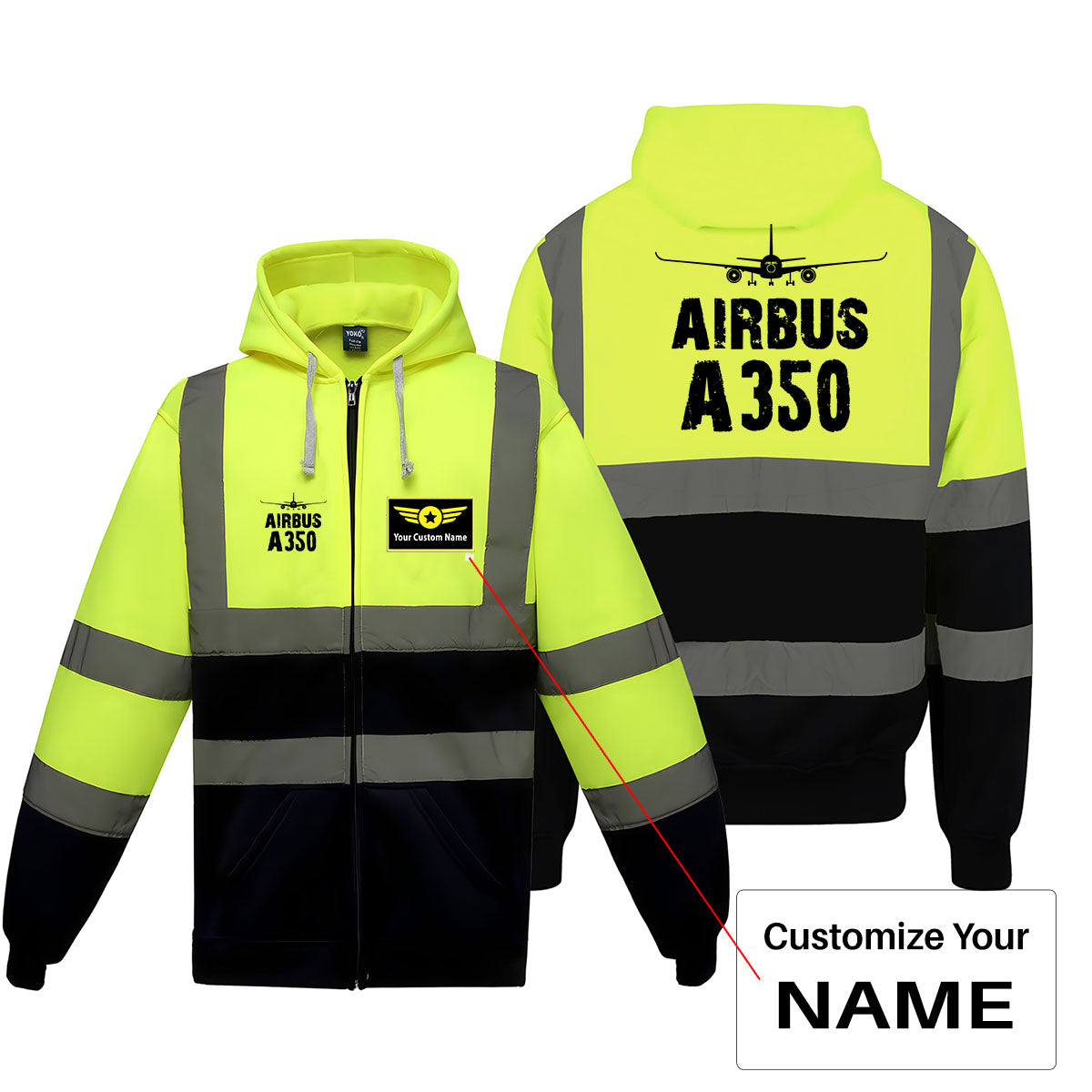 Airbus A350 & Plane Designed Reflective Zipped Hoodies