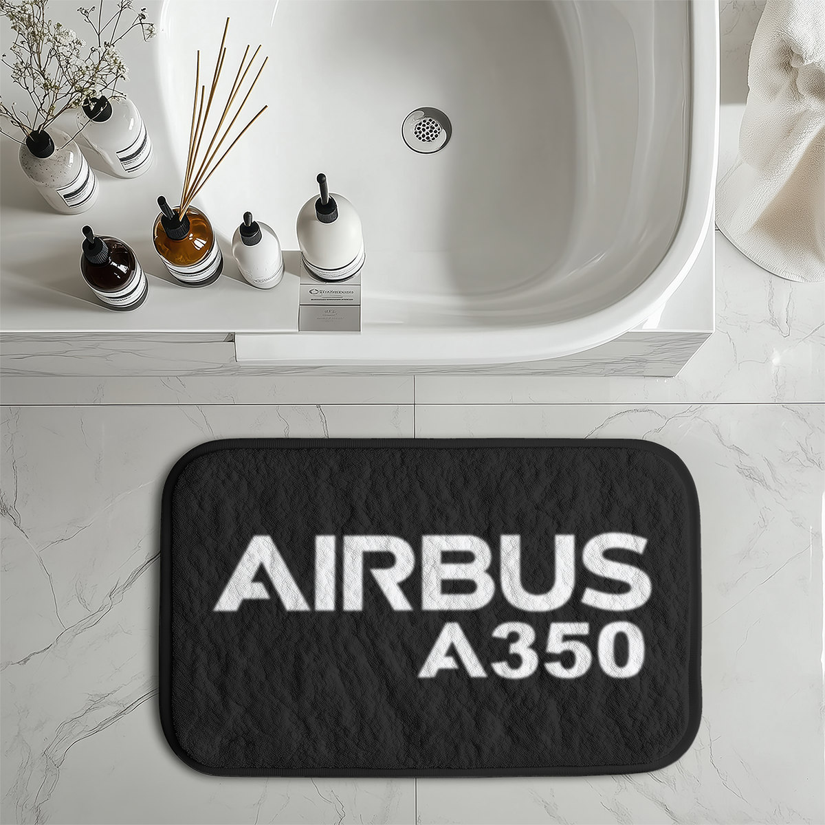 Airbus A350 & Text Designed Bath Mats