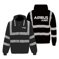 Thumbnail for Airbus A380 & Text Designed Reflective Zipped Hoodies