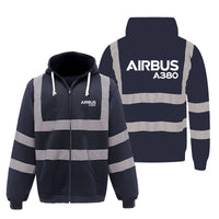 Thumbnail for Airbus A380 & Text Designed Reflective Zipped Hoodies