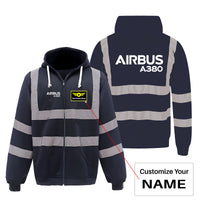 Thumbnail for Airbus A380 & Text Designed Reflective Zipped Hoodies