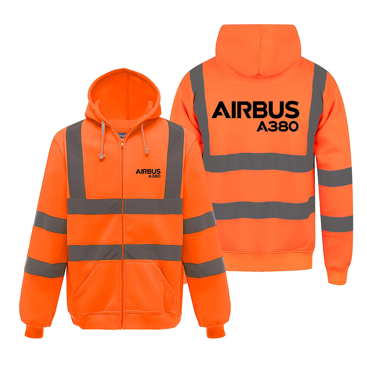 Airbus A380 & Text Designed Reflective Zipped Hoodies