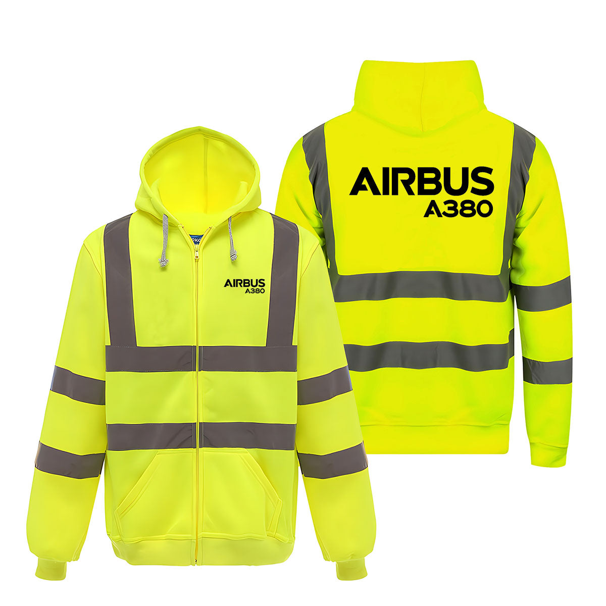 Airbus A380 & Text Designed Reflective Zipped Hoodies