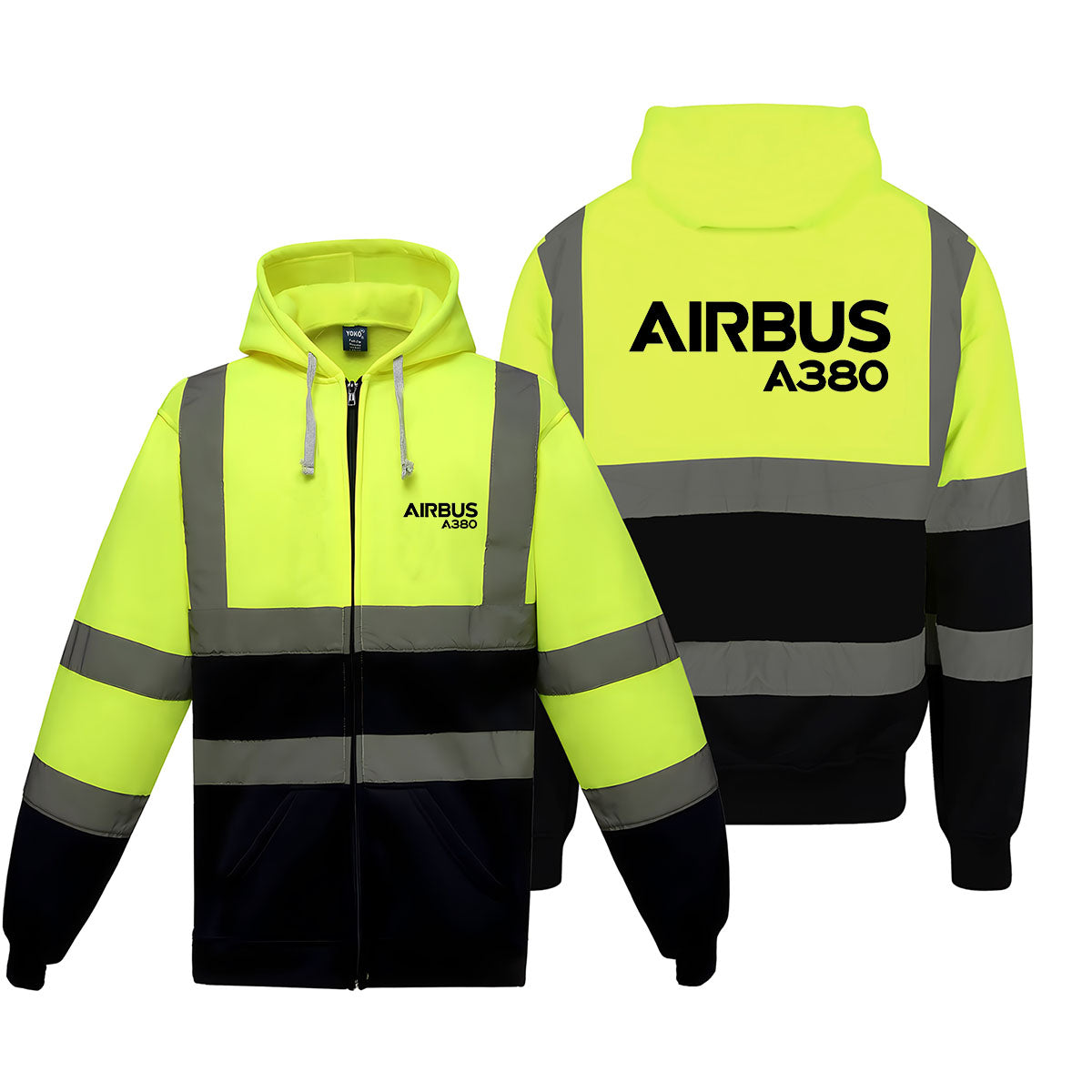 Airbus A380 & Text Designed Reflective Zipped Hoodies