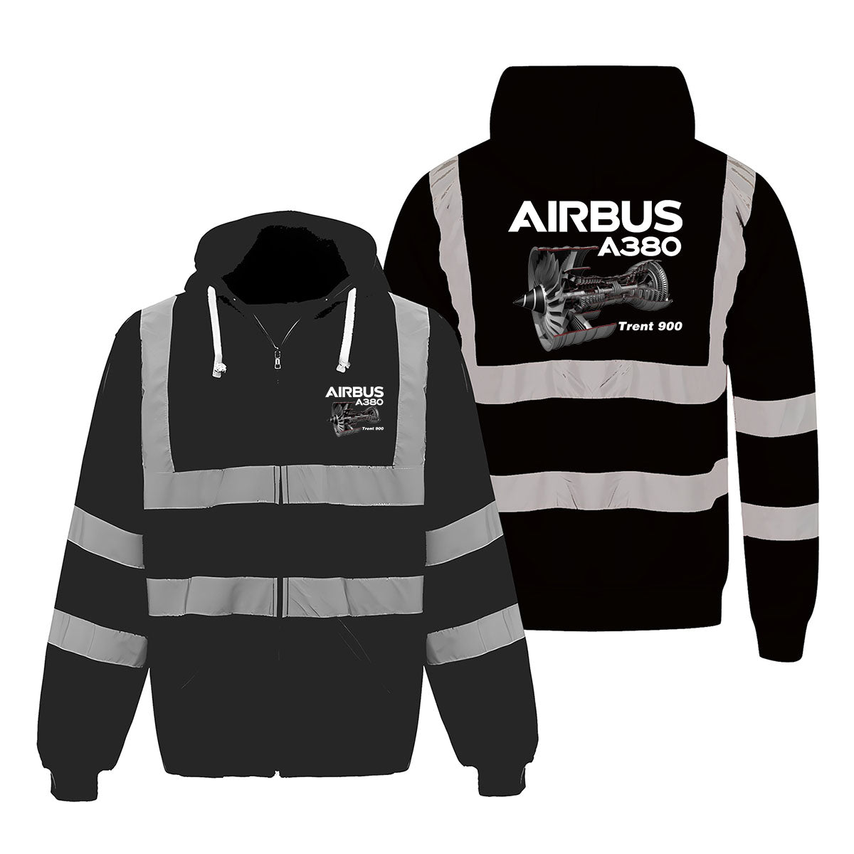 Airbus A380 & Trent 900 Engine Designed Reflective Zipped Hoodies