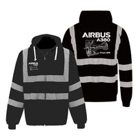 Thumbnail for Airbus A380 & Trent 900 Engine Designed Reflective Zipped Hoodies