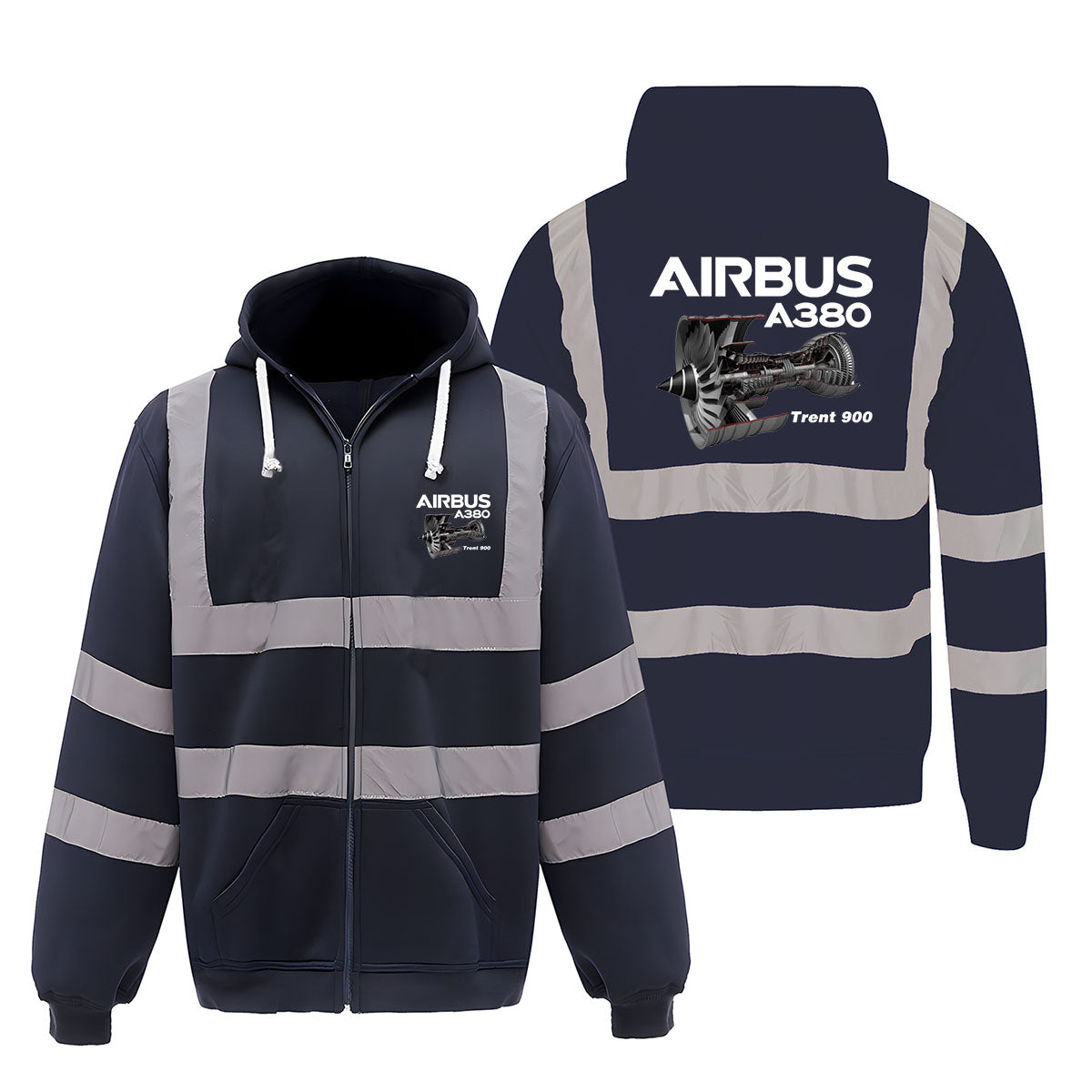 Airbus A380 & Trent 900 Engine Designed Reflective Zipped Hoodies