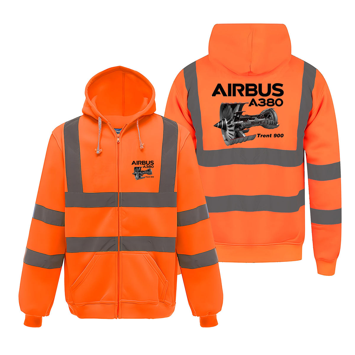 Airbus A380 & Trent 900 Engine Designed Reflective Zipped Hoodies