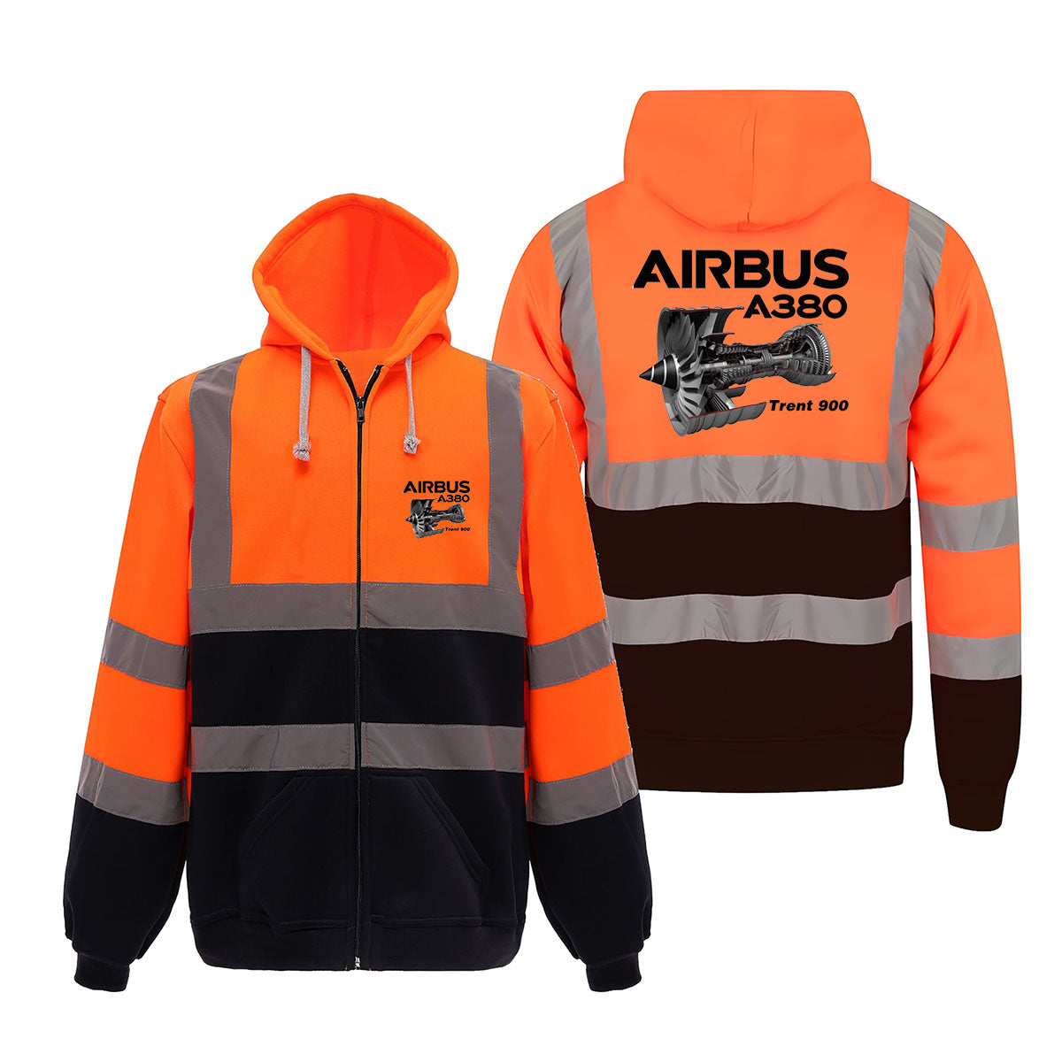 Airbus A380 & Trent 900 Engine Designed Reflective Zipped Hoodies