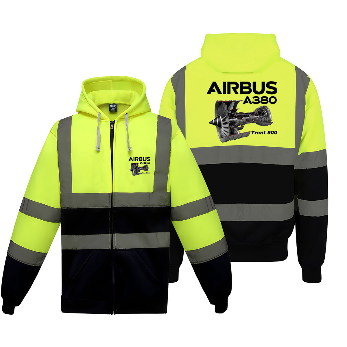 Airbus A380 & Trent 900 Engine Designed Reflective Zipped Hoodies