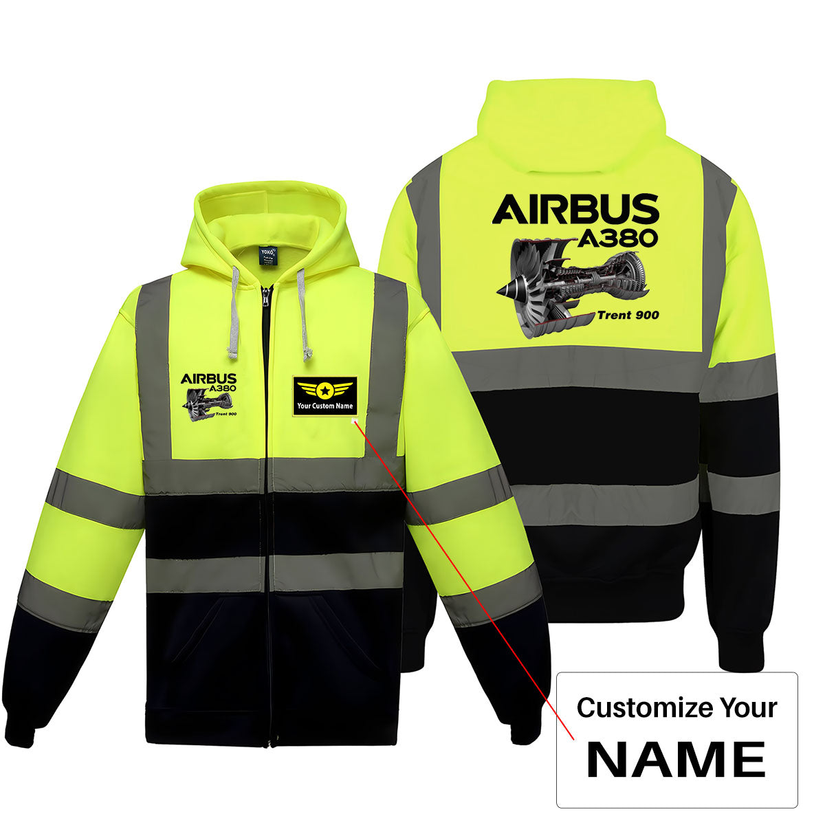 Airbus A380 & Trent 900 Engine Designed Reflective Zipped Hoodies