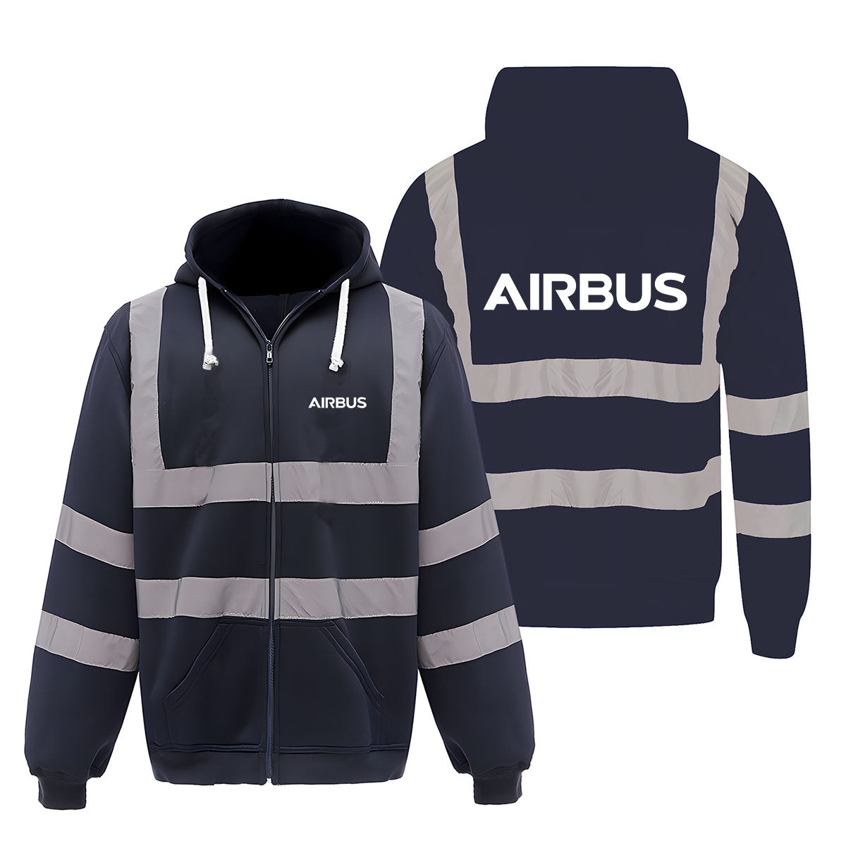 Airbus & Text Designed Reflective Zipped Hoodies